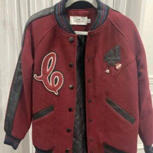 Coach Burgundy Varsity Boyfriend Jacket